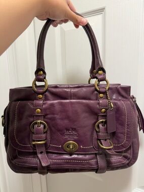 Coach Legacy Purple Leather Satchel Bag